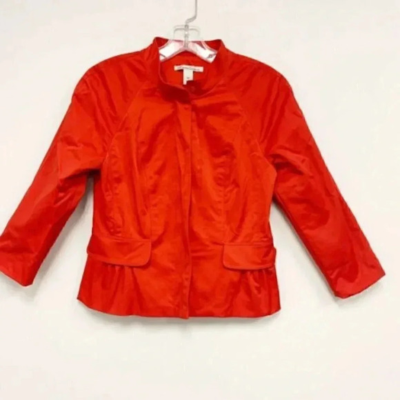 Kenneth Cole Petite Red Cropped Peplum Jacket - Picture 2 of 6